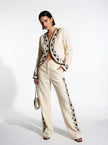Cotton Blazer With Black Embroidery