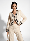 Cotton Blazer With Black Embroidery