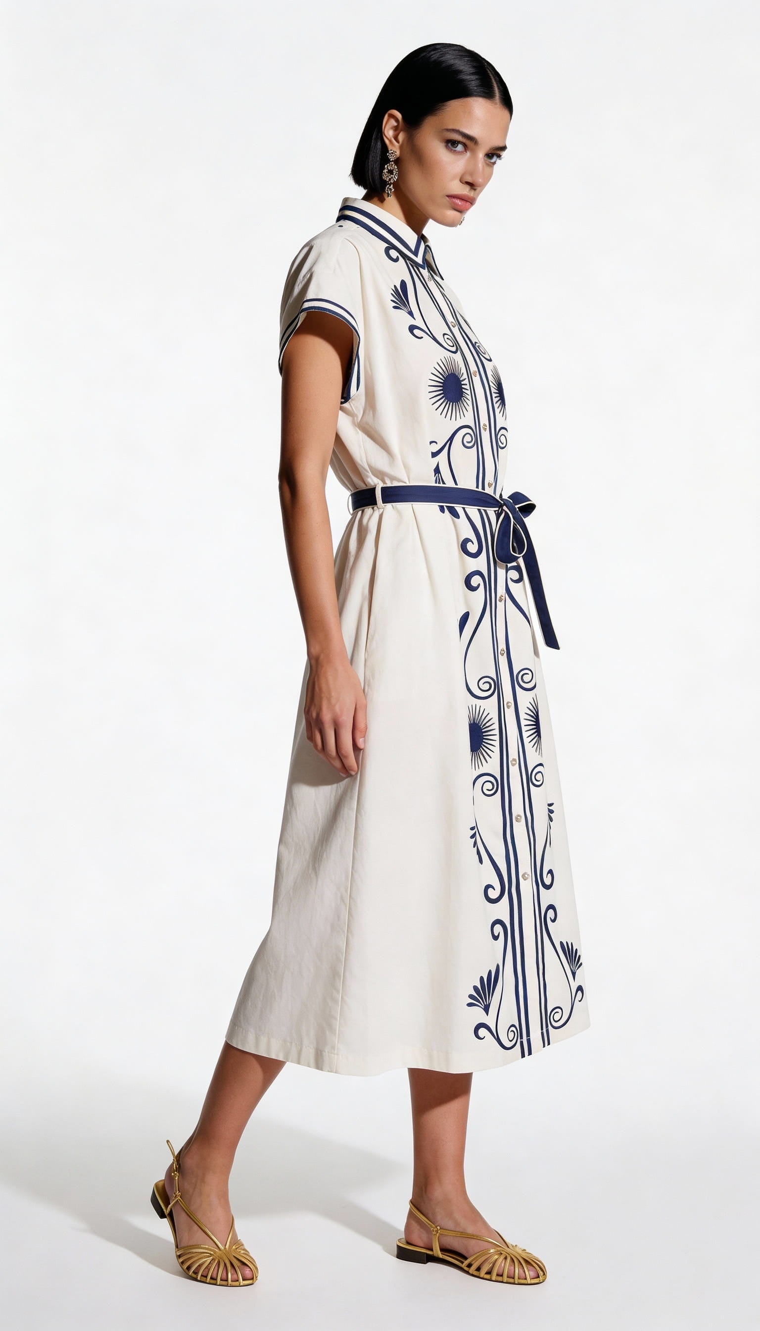 Valerie Dress With Navy Embroidery