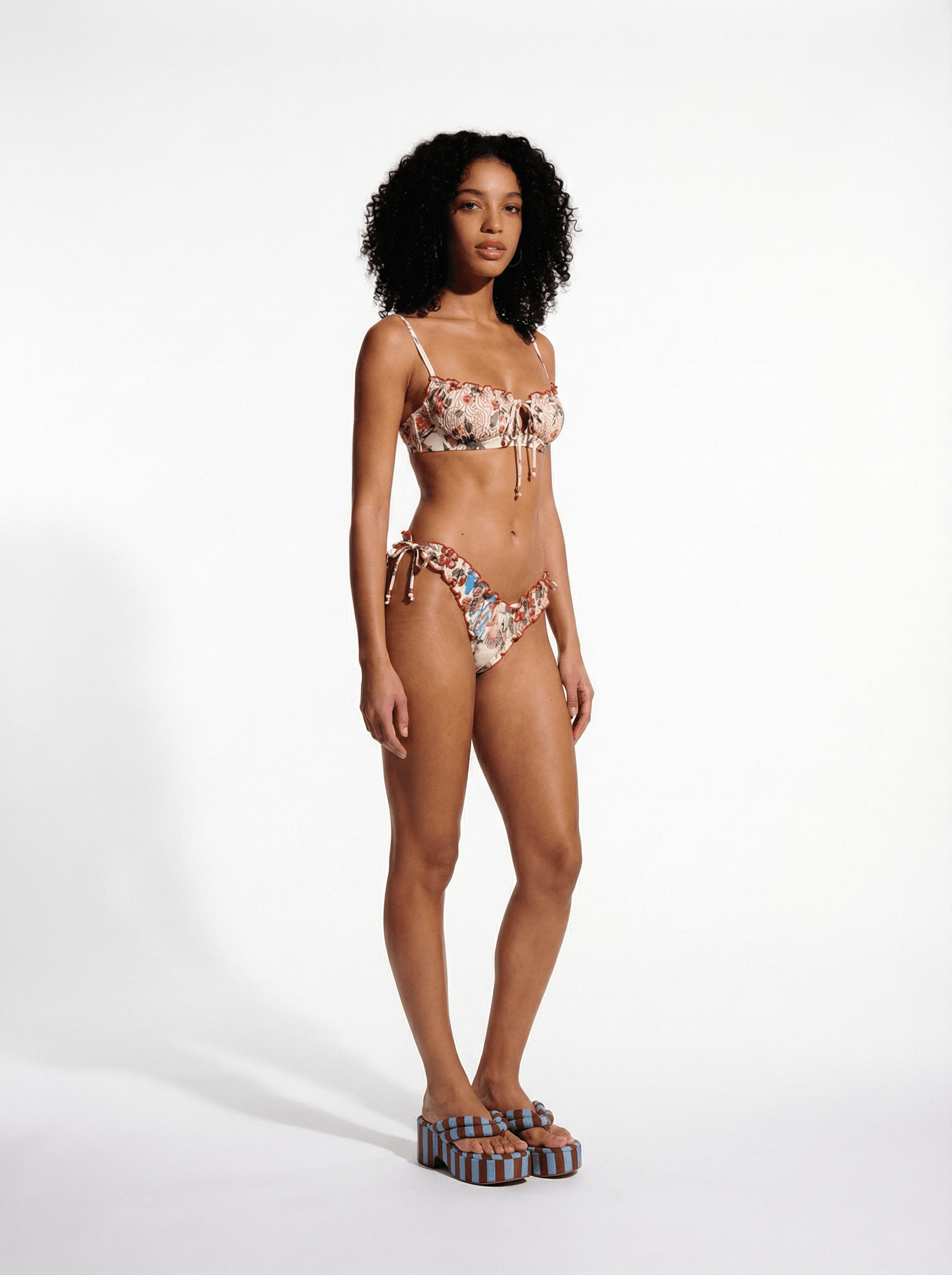 Ruched Cheeky Bikini Bottom With The Tie Sides