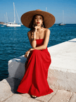 Strapless Red Robin Maxi Dress