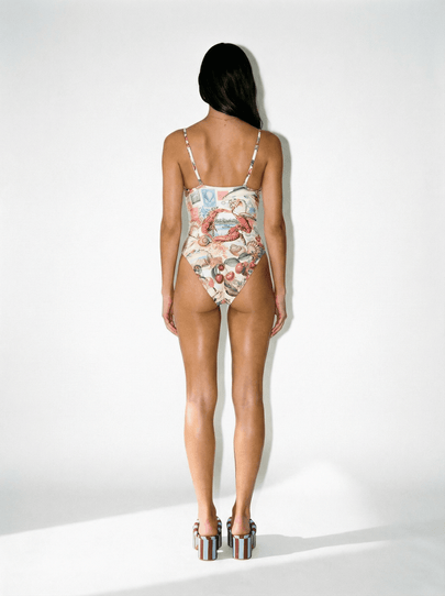Ruched Cup Underwire One Piece With Tie Front