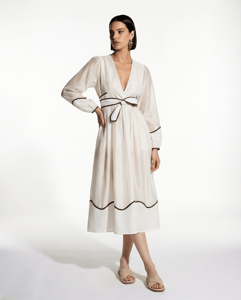 Classic Wrap Dress With Hem Detail