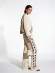 Cotton Blazer With Black Embroidery