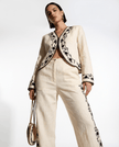 Cotton Blazer With Black Embroidery