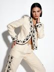 Cotton Blazer With Black Embroidery