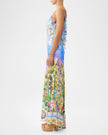 V Neck Bias Slip Dress With Back Frill - Navas Nouveau
