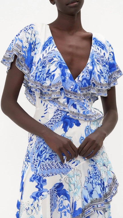 Long Frill Sleeve Dress - Heart Of A Dragon - LAST SIZE